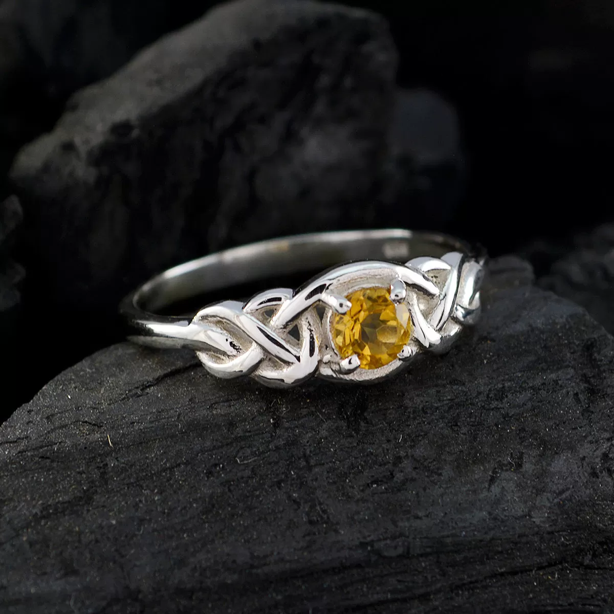 Lovesome Stone Citrine 925 Sterling Silver Rings St. Patricks Day