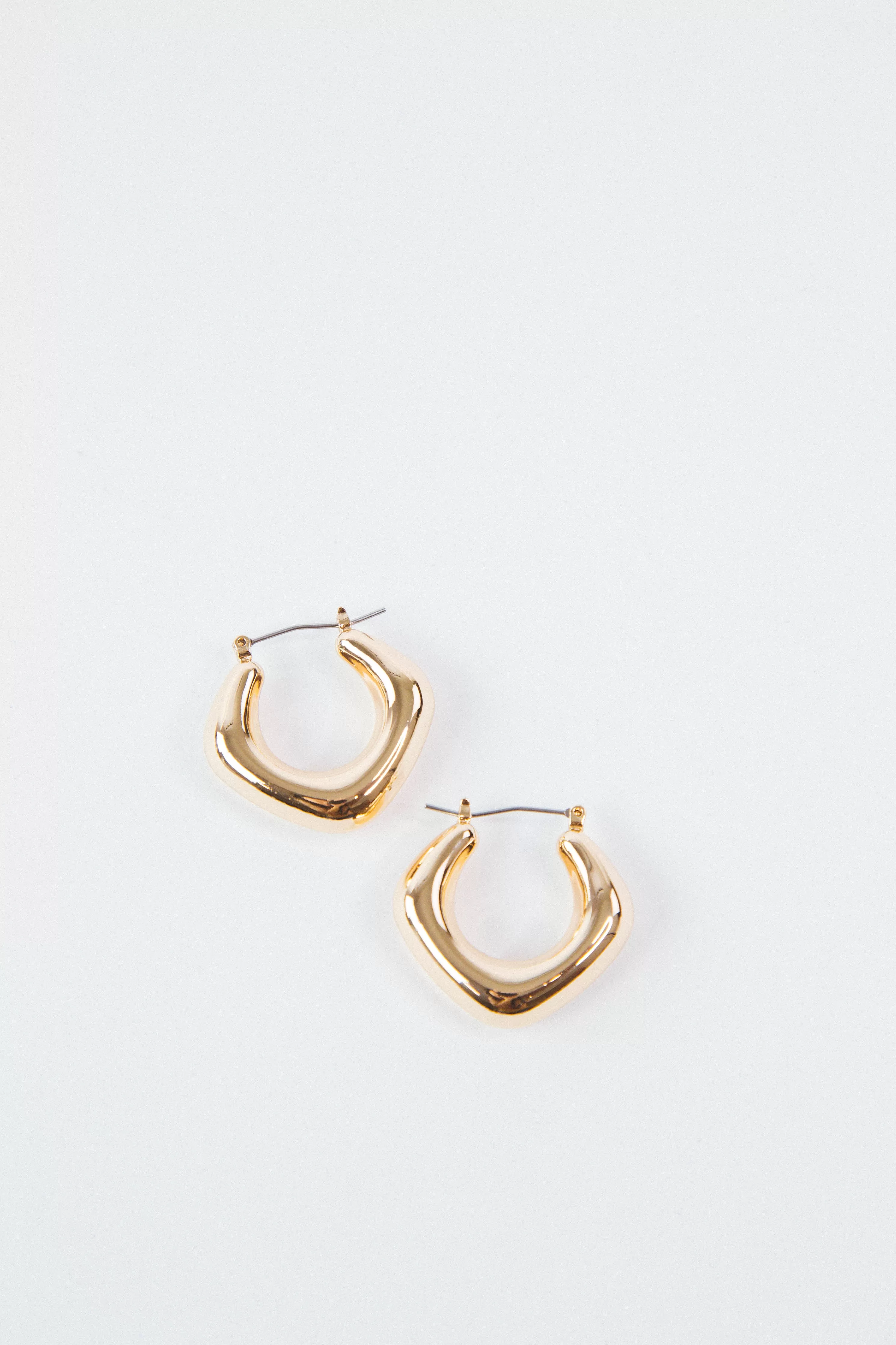 Mae Puffy Rhombus Hoop Earrings, Gold