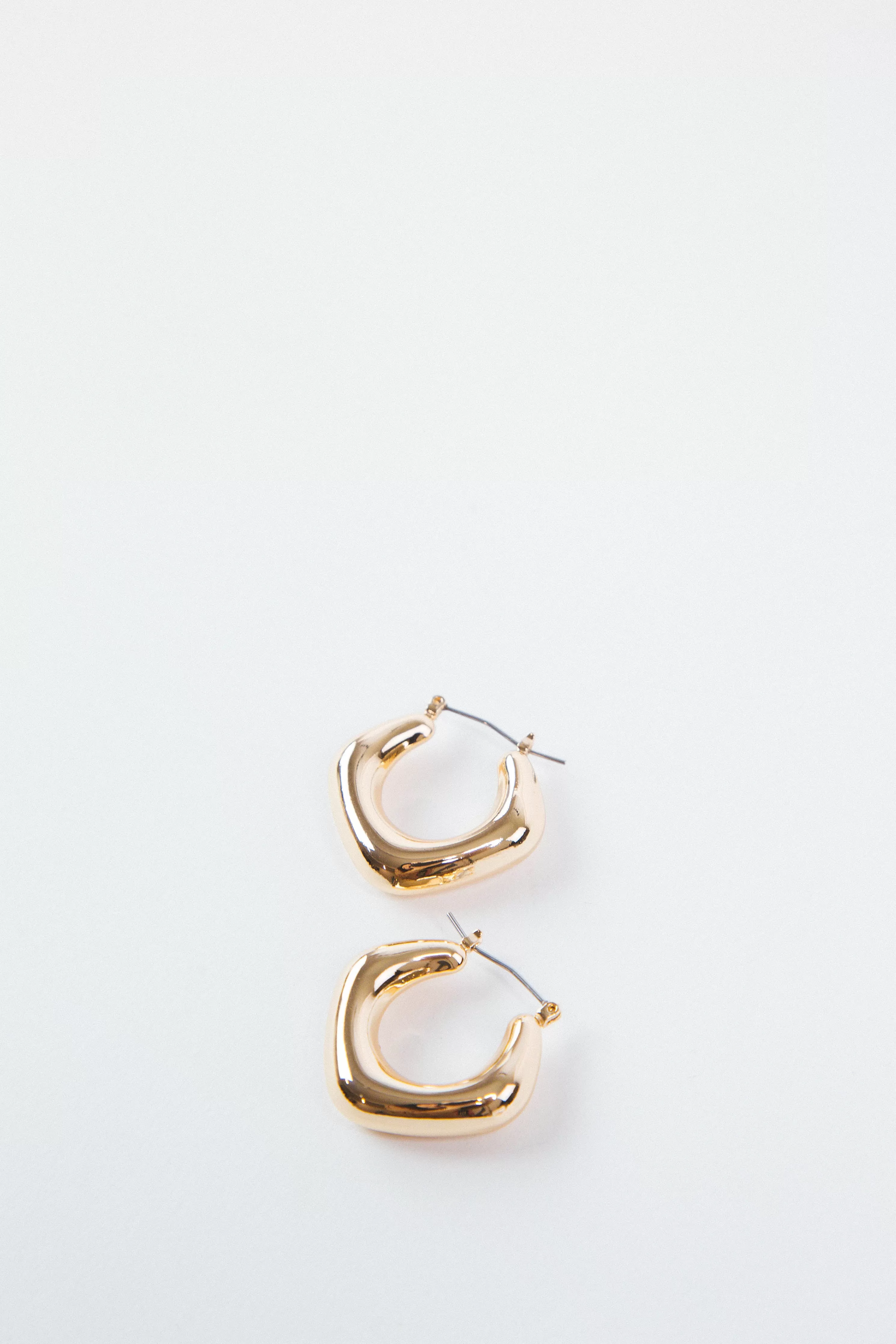 Mae Puffy Rhombus Hoop Earrings, Gold