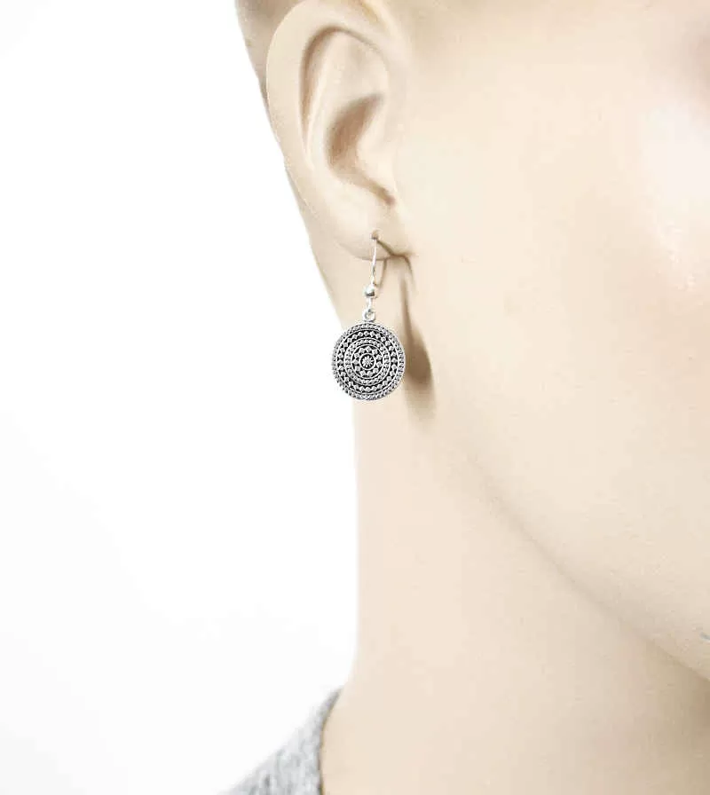 Mandala-Inspired Geometric Circle Drop Earrings