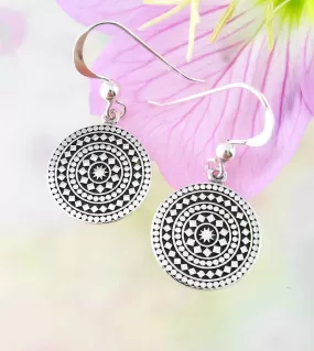 Mandala-Inspired Geometric Circle Drop Earrings