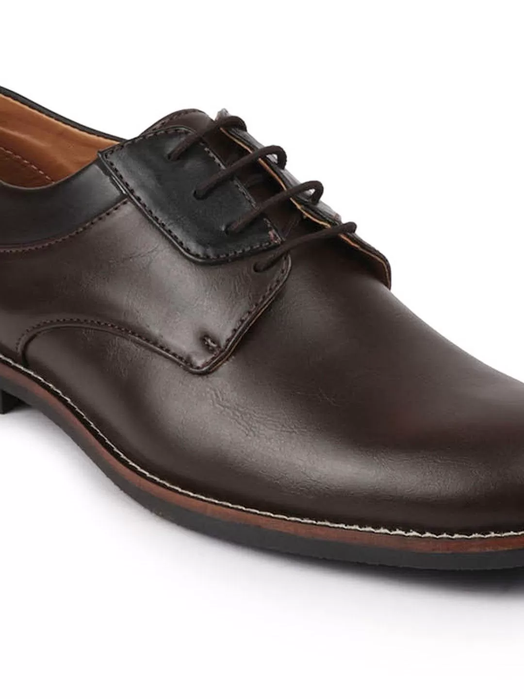 Men Brown Lace Up Welted Oxford Shoes