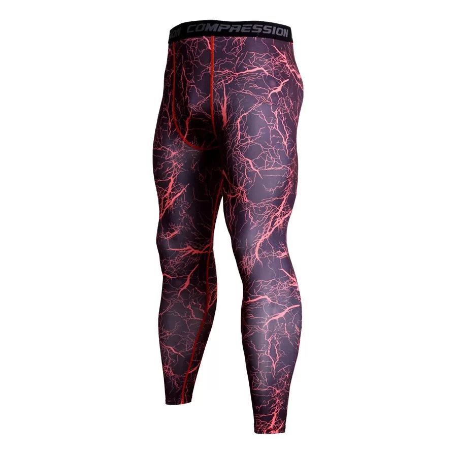 Men's Camouflage 'Red Lightning' Compression Leggings Spats