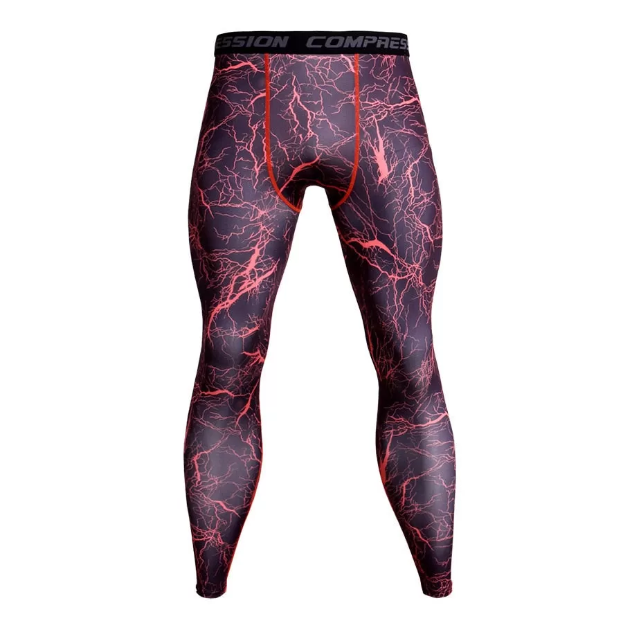 Men's Camouflage 'Red Lightning' Compression Leggings Spats