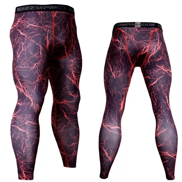 Men's Camouflage 'Red Lightning' Compression Leggings Spats