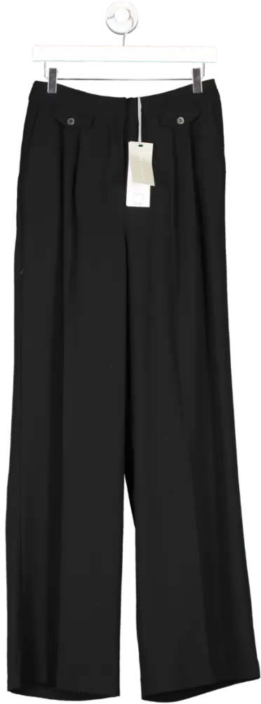 Mint Velvet Black Pocket Detail Wide Leg Trousers UK M