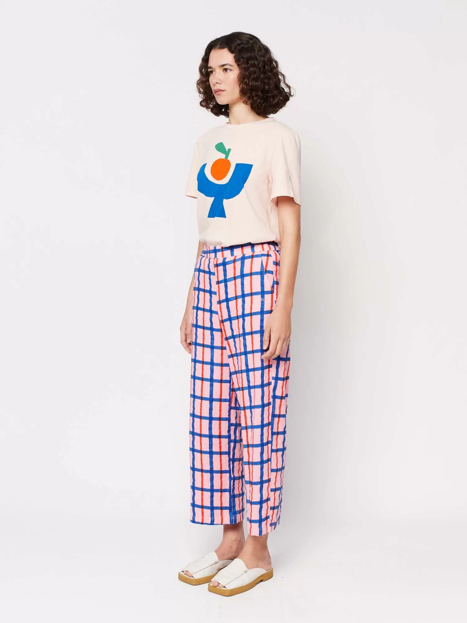 Multicoloured Checked Print Straight Pant