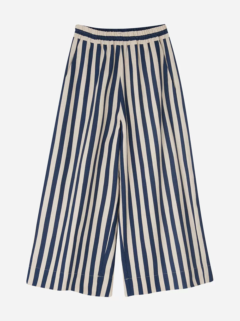 Navy Stripe Wide Leg Trousers