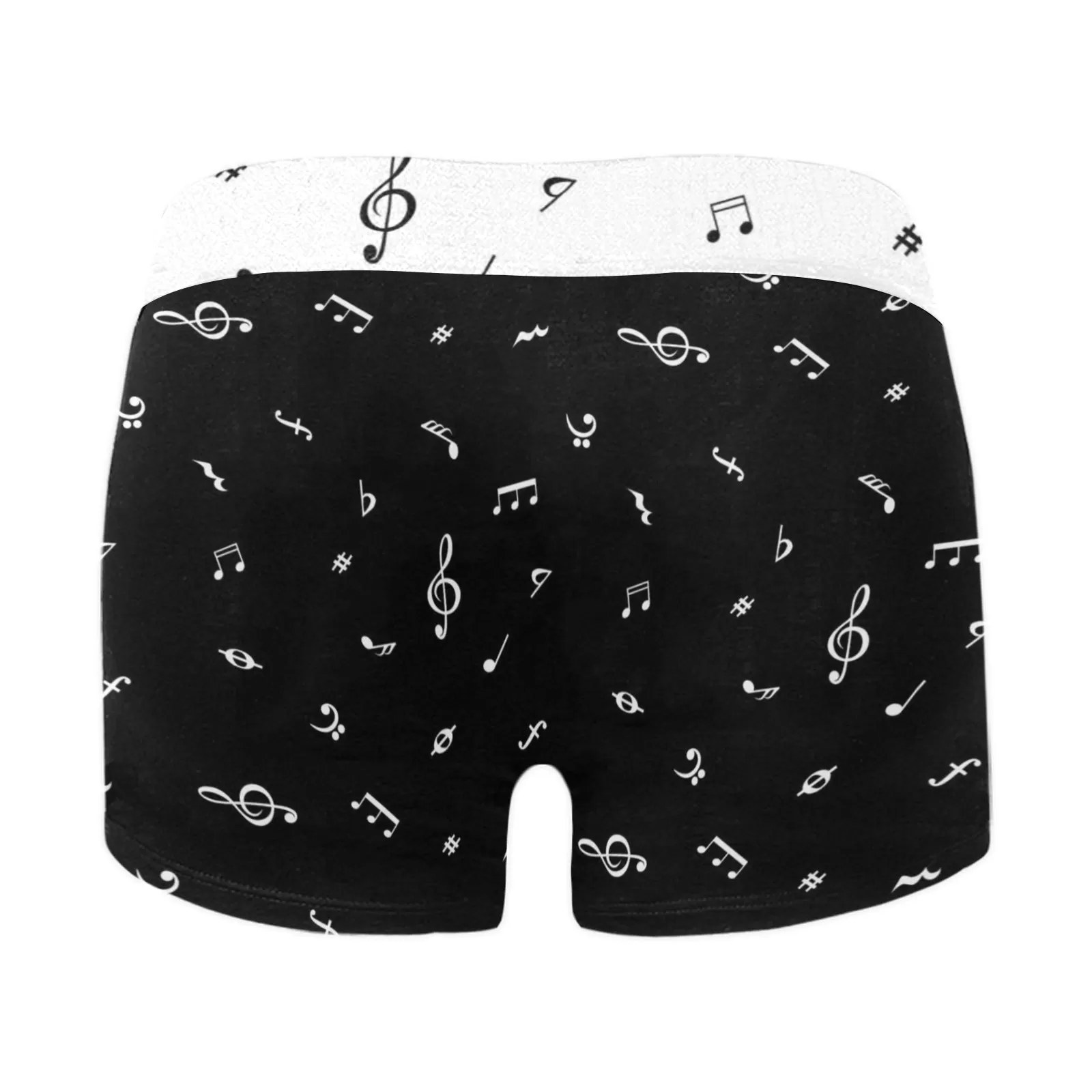 note white black print Men's Boxer Briefs w/ Custom Waistband (Merged Design) (Model L10)