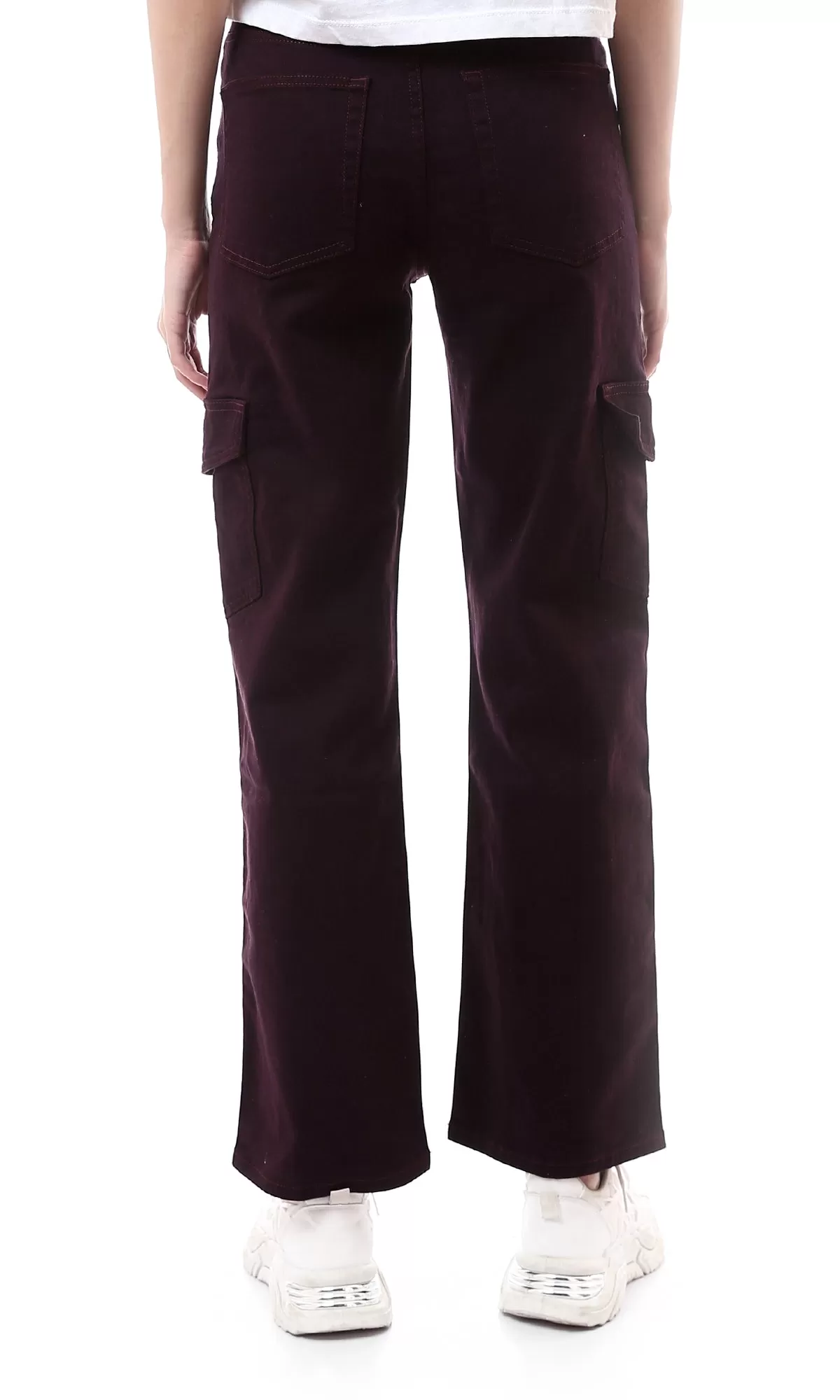 O175800 Burnt Mahogany Straight Leg Solid Cargo Pants