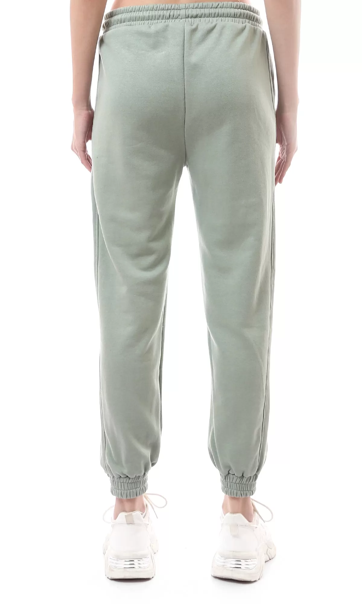 O176469 Slip On Solid Cotton Joggers Wit Side Pockets - Mint