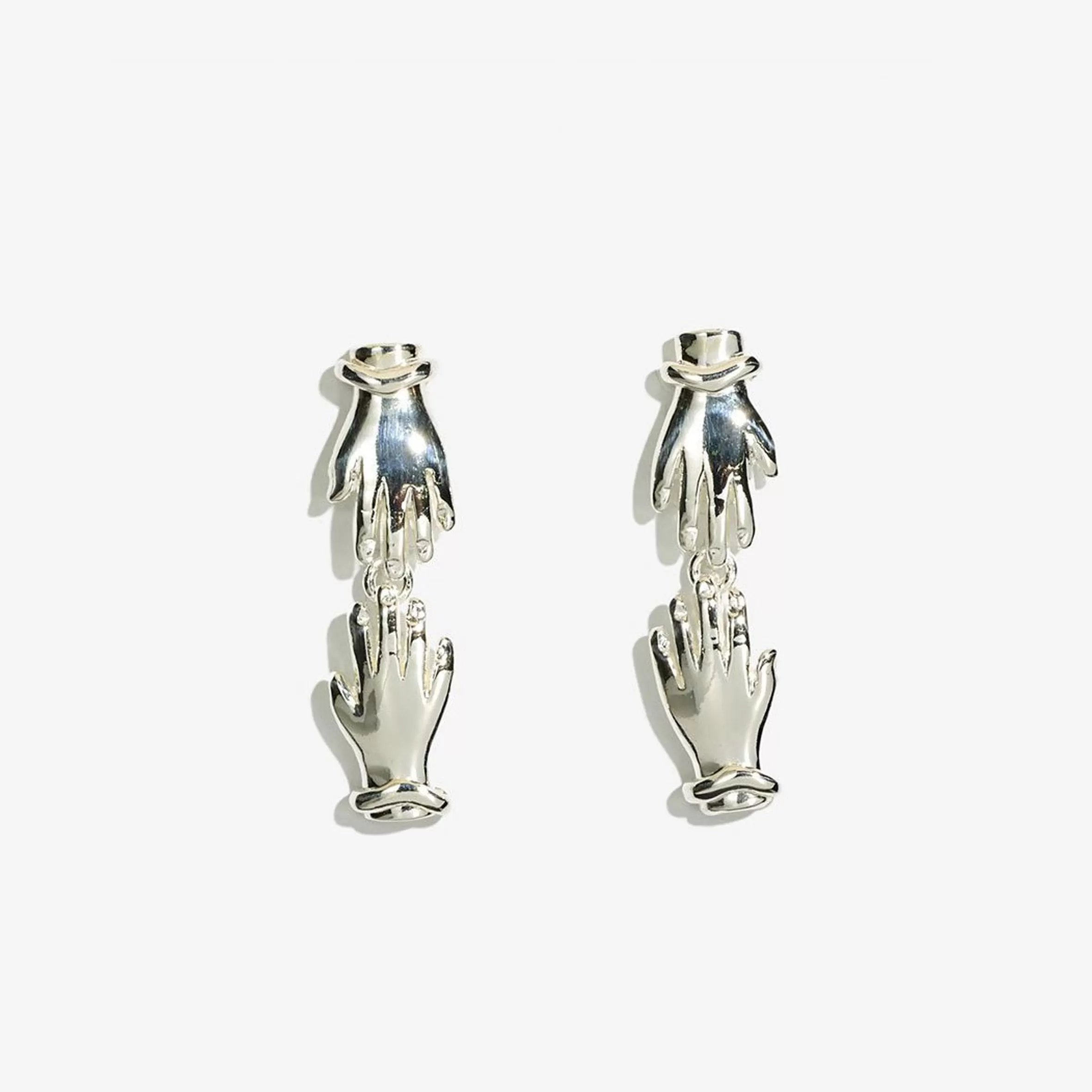 Palm Earrings (pair), Silver