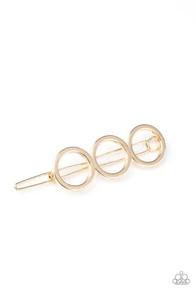 Paparazzi Accessories - A HOLE Lot of Trouble #HB21 Bin 1 - Gold Hair Accessories