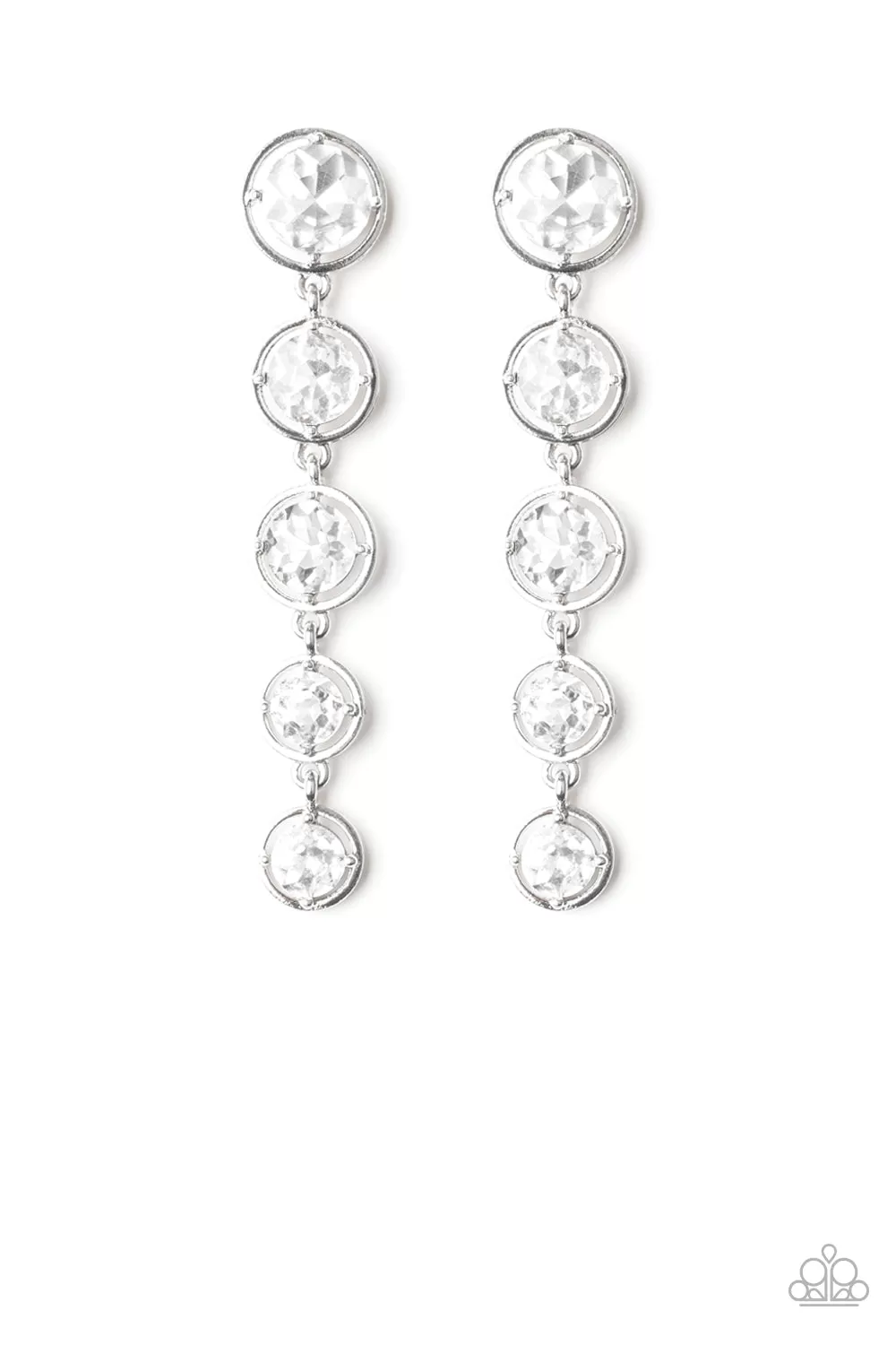 Paparazzi Accessories - Drippin In Starlight - White Rhinestone Earrings