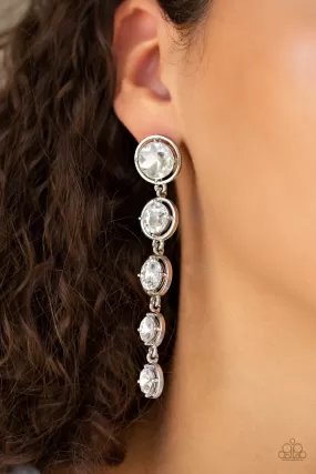 Paparazzi Accessories - Drippin In Starlight - White Rhinestone Earrings