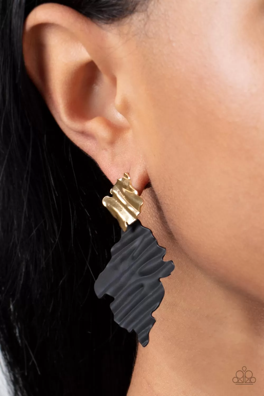 Paparazzi Crimped Couture - Gold Post Earrings