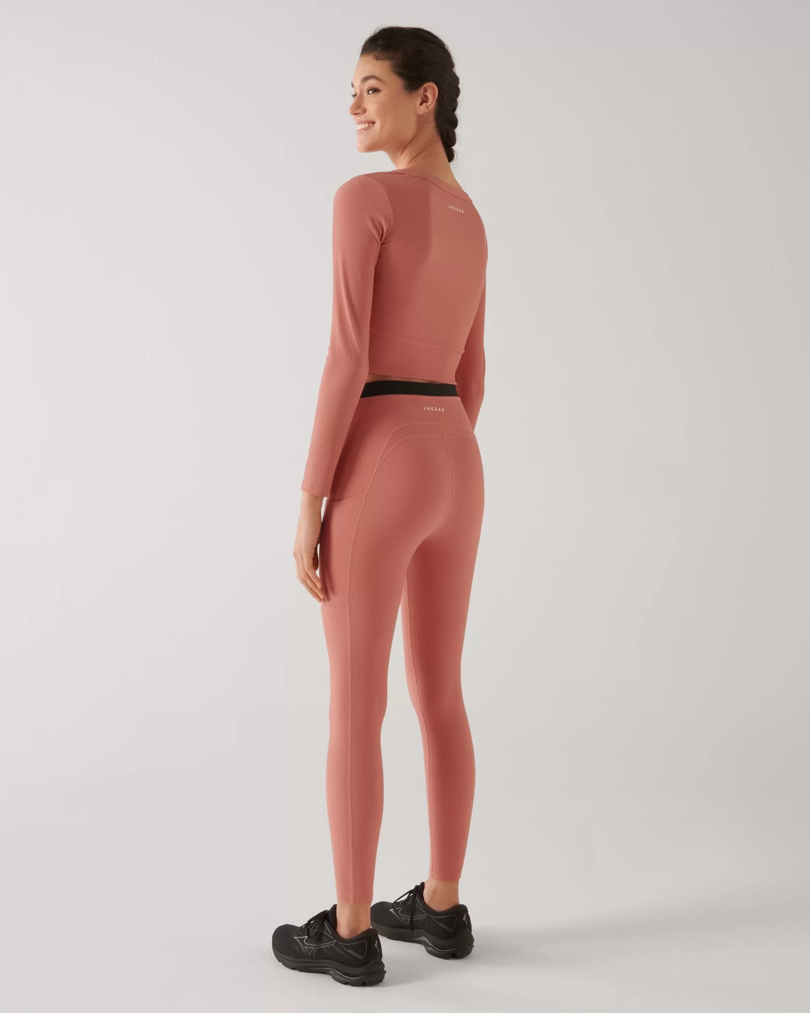 PAXTON RIBBED ANKLE BITER HIGH WAIST LEGGING TERRACOTTA