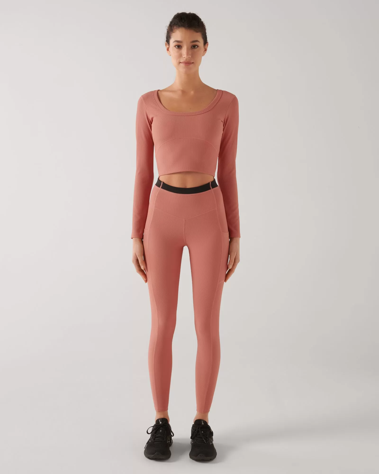 PAXTON RIBBED ANKLE BITER HIGH WAIST LEGGING TERRACOTTA