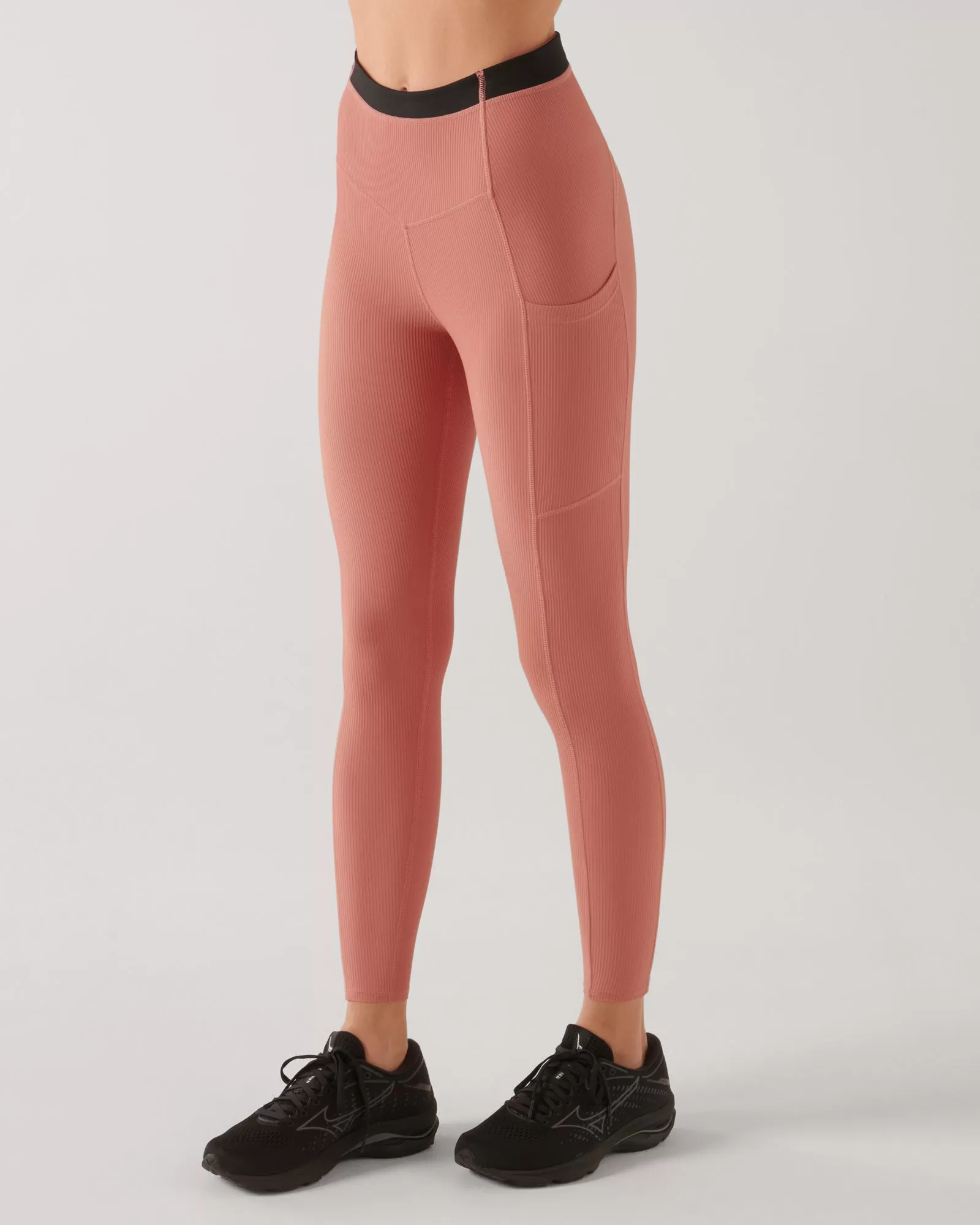 PAXTON RIBBED ANKLE BITER HIGH WAIST LEGGING TERRACOTTA