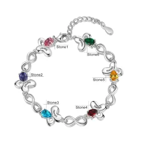 Personalized Butterfly Bracelet With Inlaid 6 Birthstone