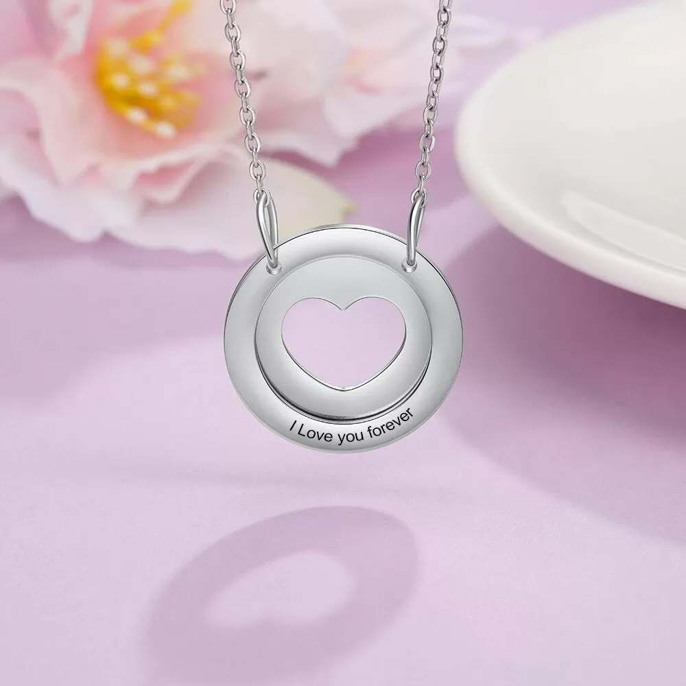 Personalized Free Engraving Heart Circle Pendant