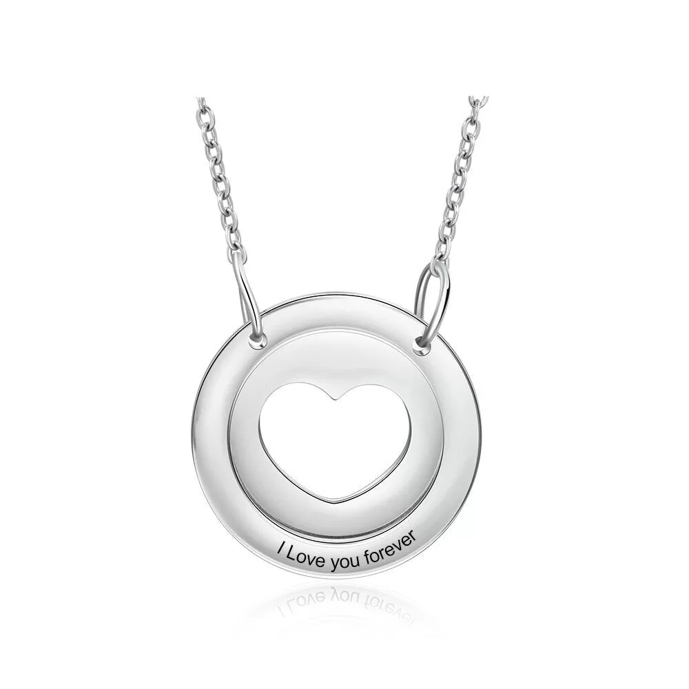 Personalized Free Engraving Heart Circle Pendant