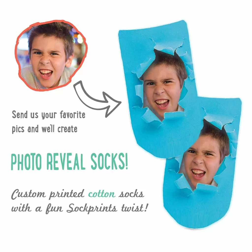 Photo No Show Socks Custom Printed with Bright Background