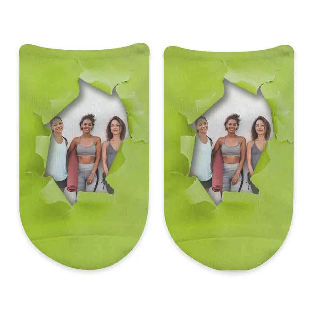 Photo No Show Socks Custom Printed with Bright Background