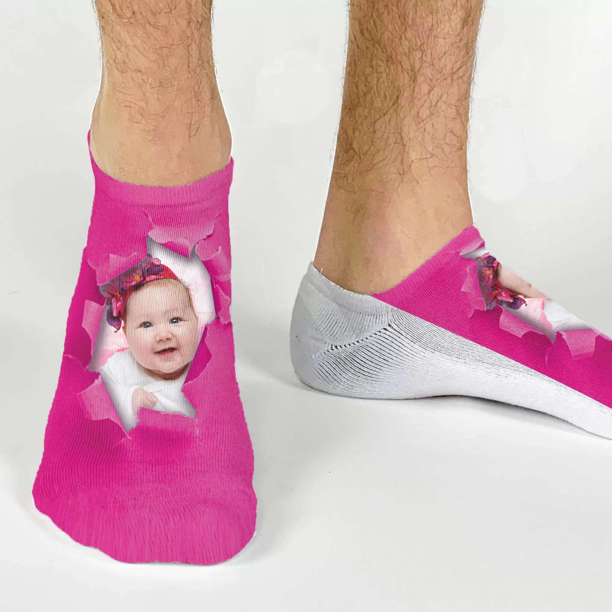 Photo No Show Socks Custom Printed with Bright Background