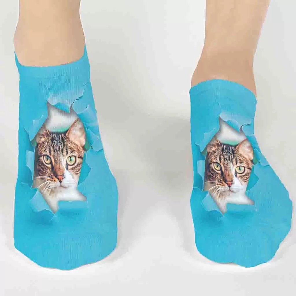 Photo No Show Socks Custom Printed with Bright Background