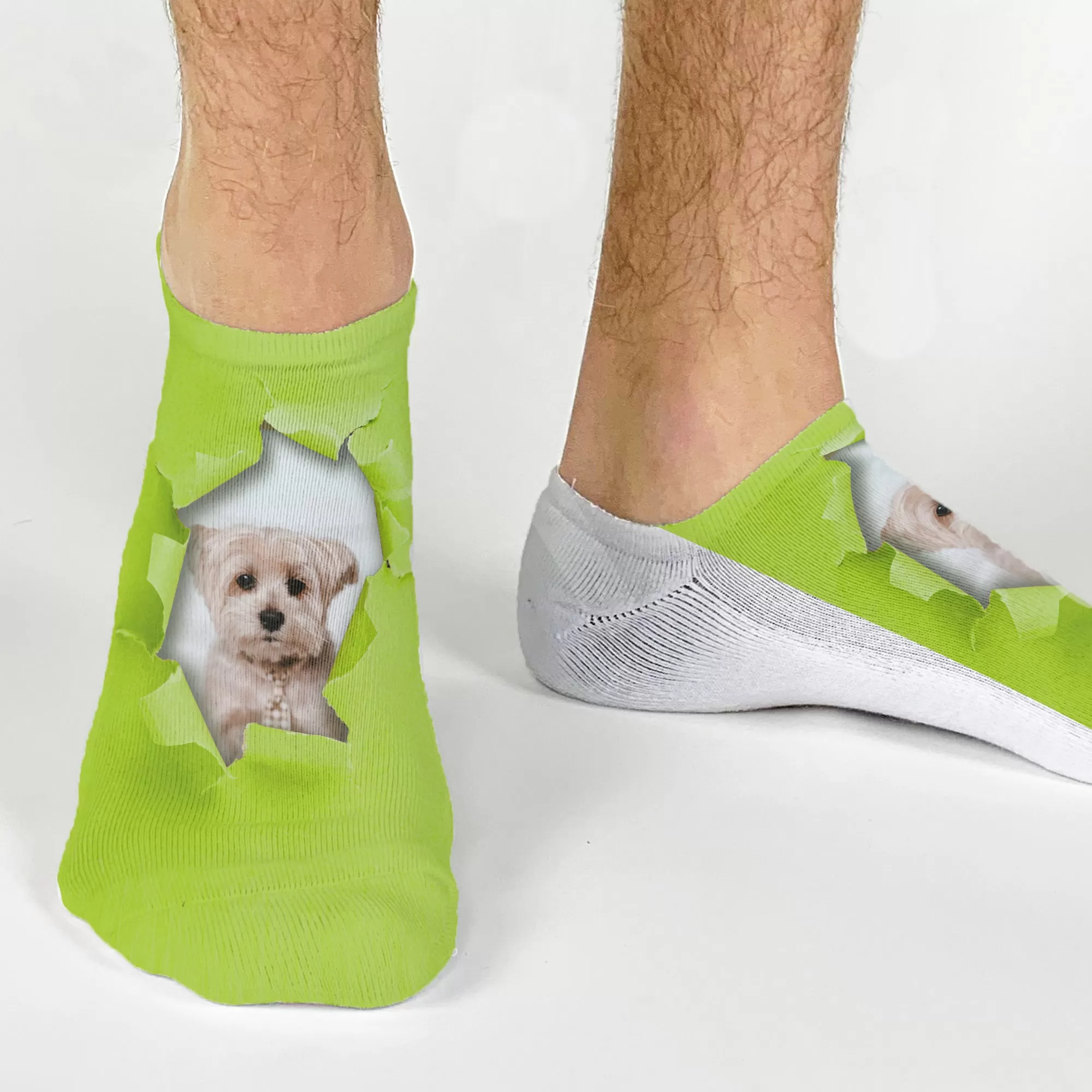 Photo No Show Socks Custom Printed with Bright Background