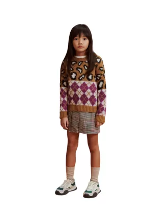 Please Girl's pleated miniskirt with checked pattern GB12123G55 3998 single color variant