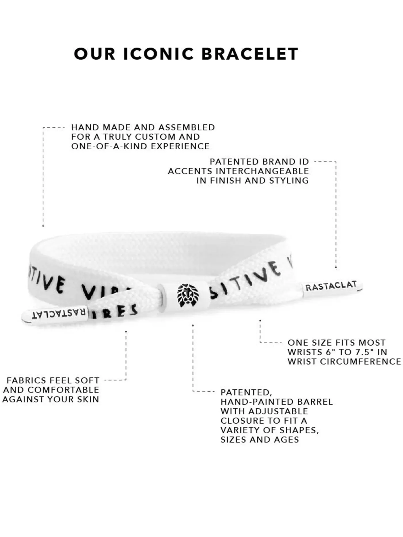 Positive Vibes Single Lace White Bracelet