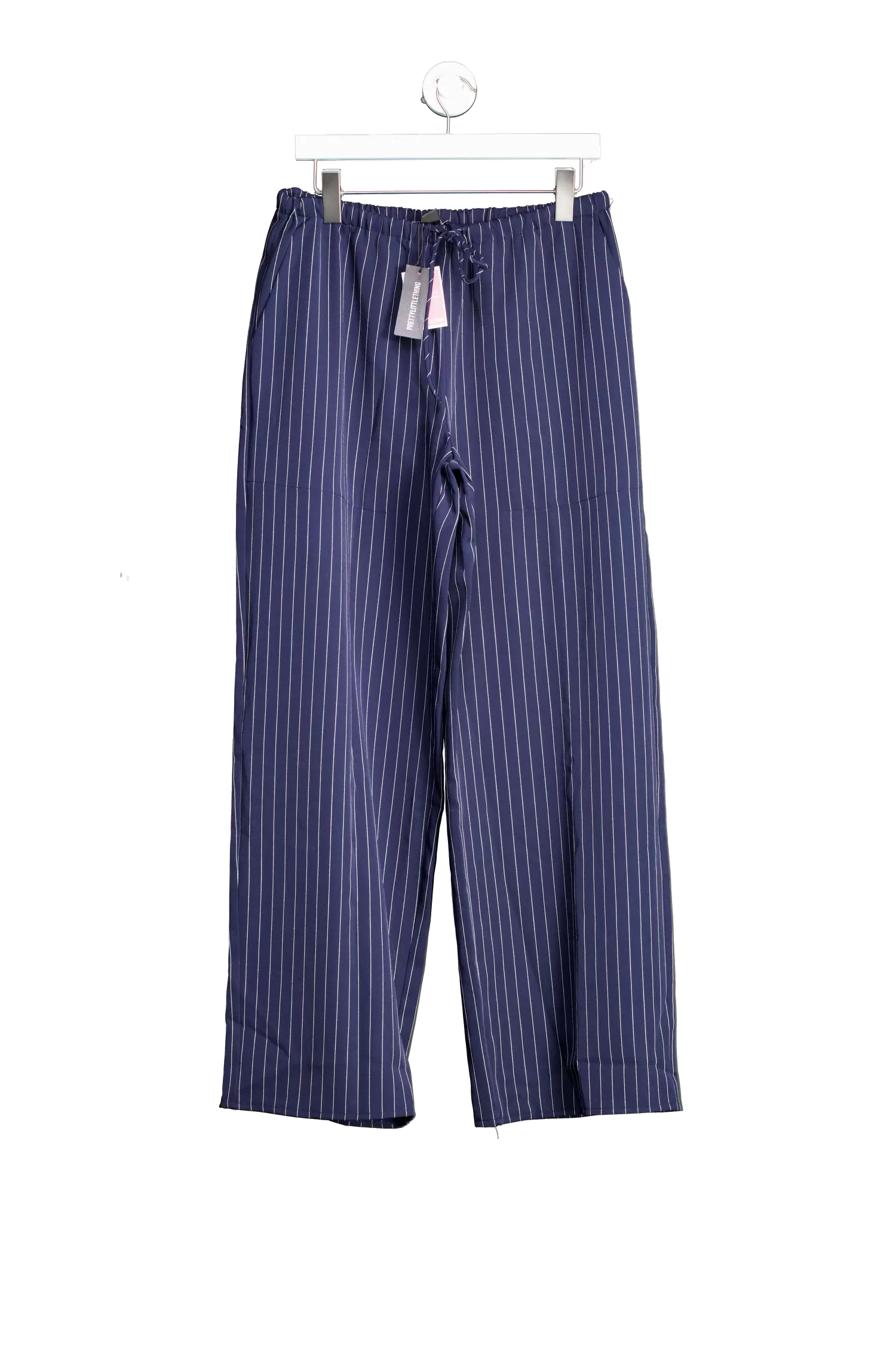 PrettyLittleThing Blue Woven Drawstring Waist Low Rise Relaxed Trousers UK 10