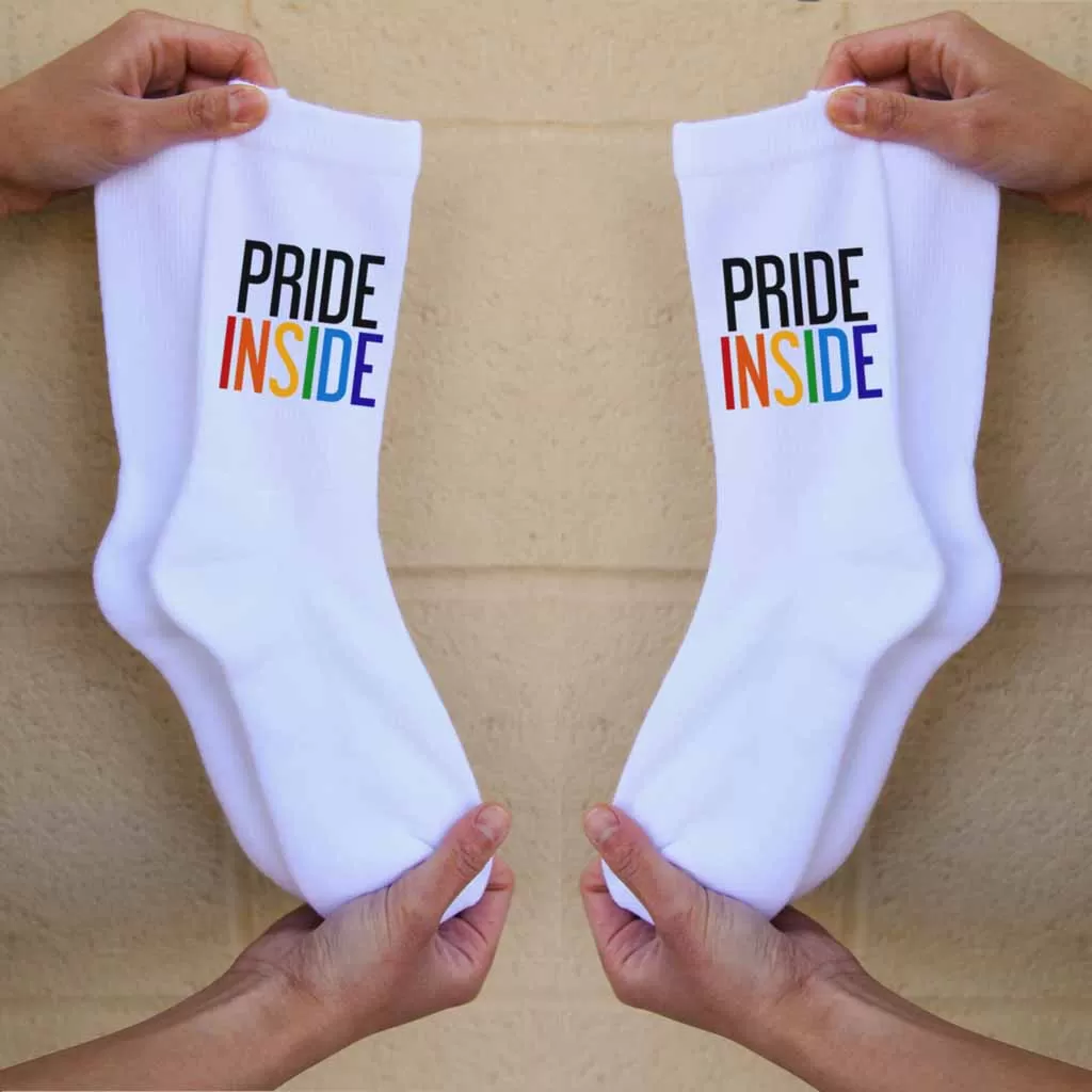 Pride Inside Cotton Crew Socks for the LGBTQ Community