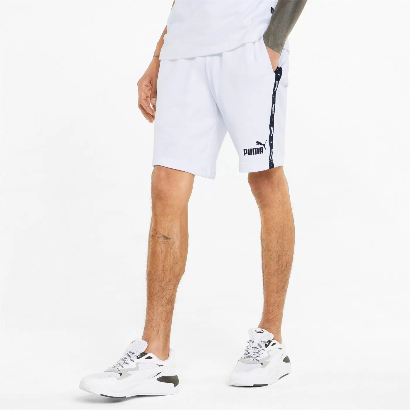 Puma men's sports shorts ESS  Tape Shorts 9 TR 847387-02 white