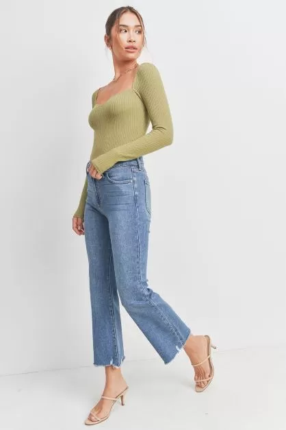 Ready For A Change Medium Denim Cropped Flare Jeans