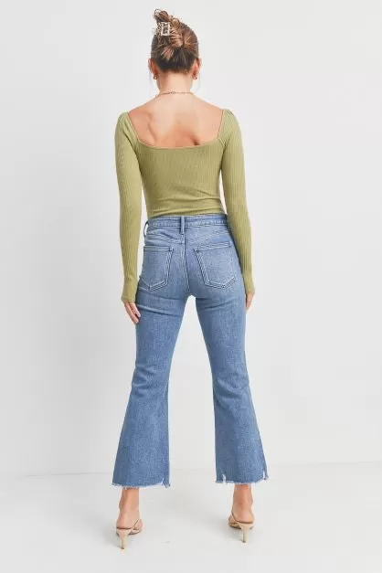 Ready For A Change Medium Denim Cropped Flare Jeans