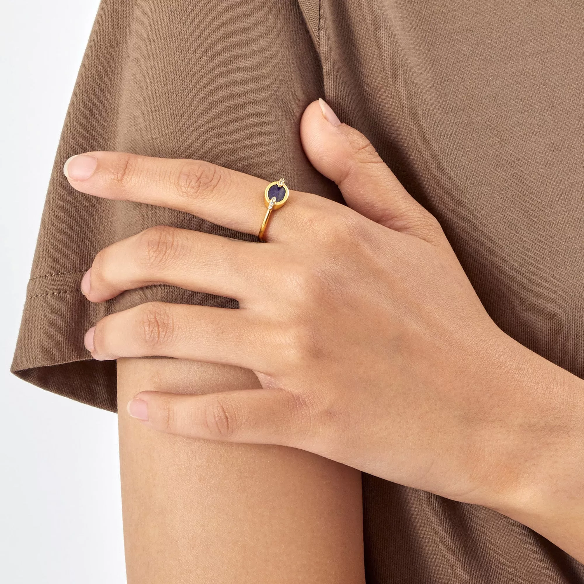 Real Gold Plated Z Healing Stone Lapis Ring For Women By Accessorize London