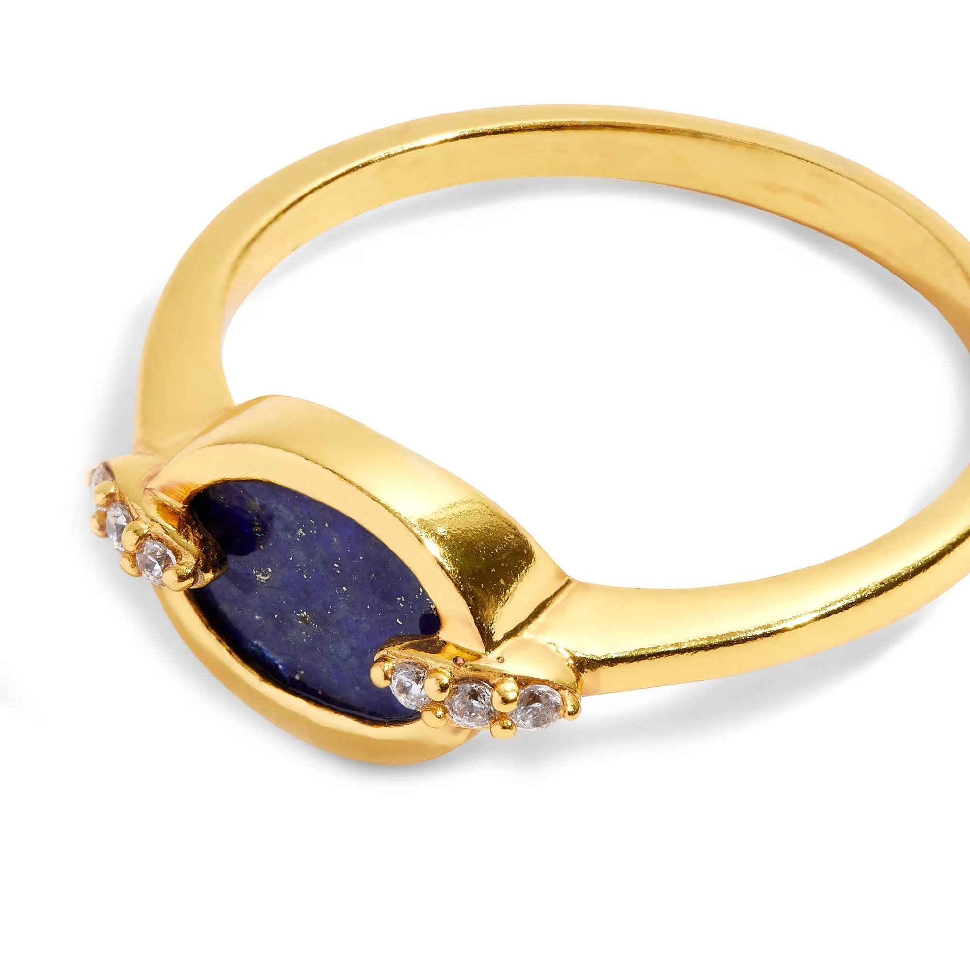 Real Gold Plated Z Healing Stone Lapis Ring For Women By Accessorize London