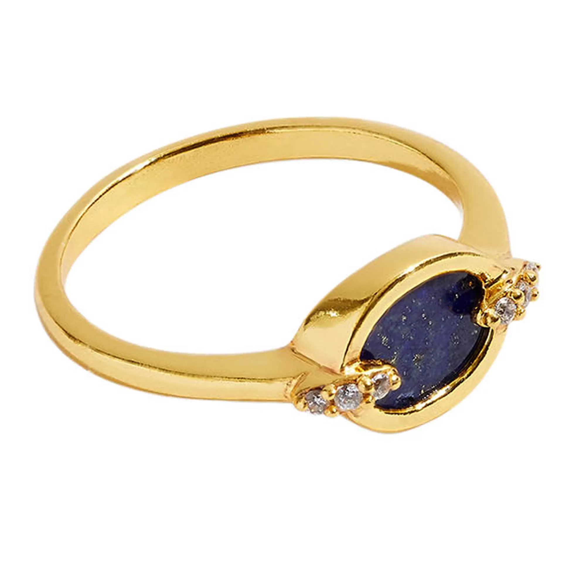 Real Gold Plated Z Healing Stone Lapis Ring For Women By Accessorize London