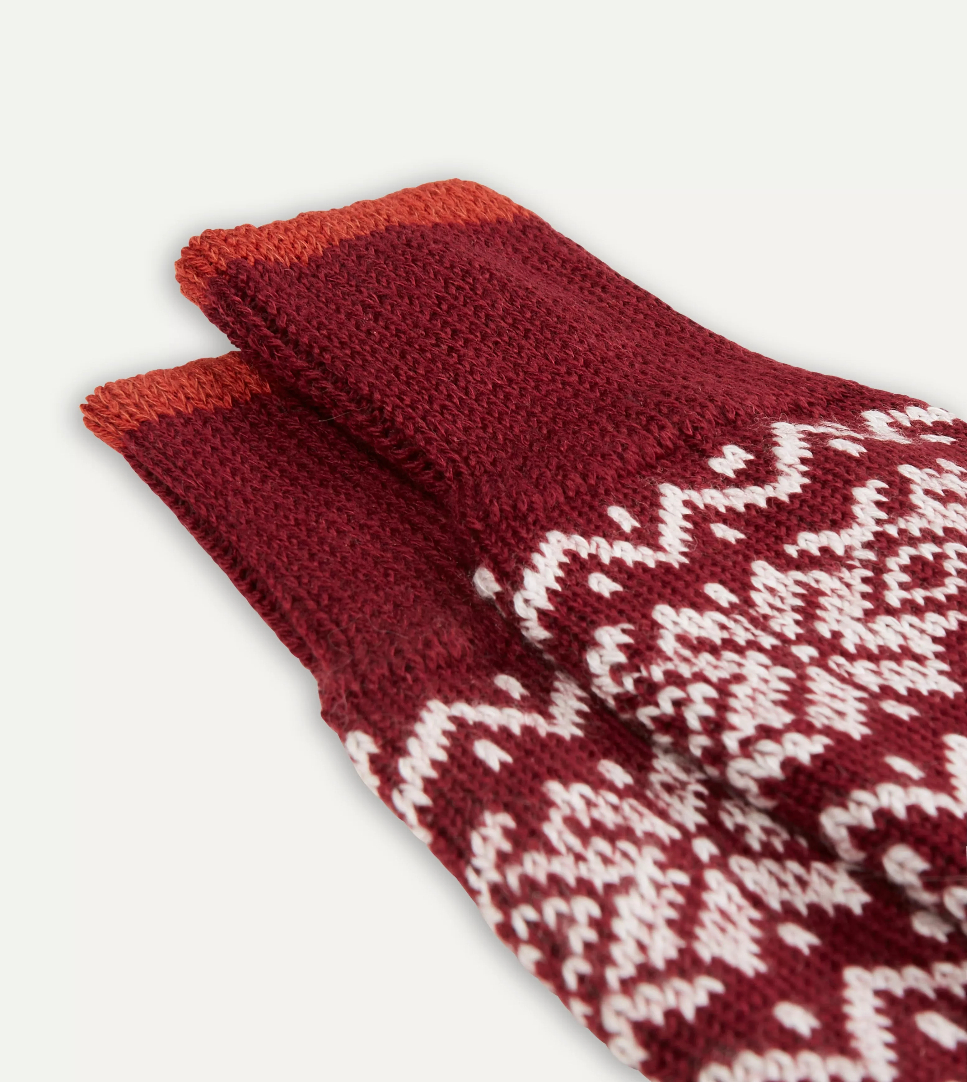 Red Fair Isle Wool Cotton Socks