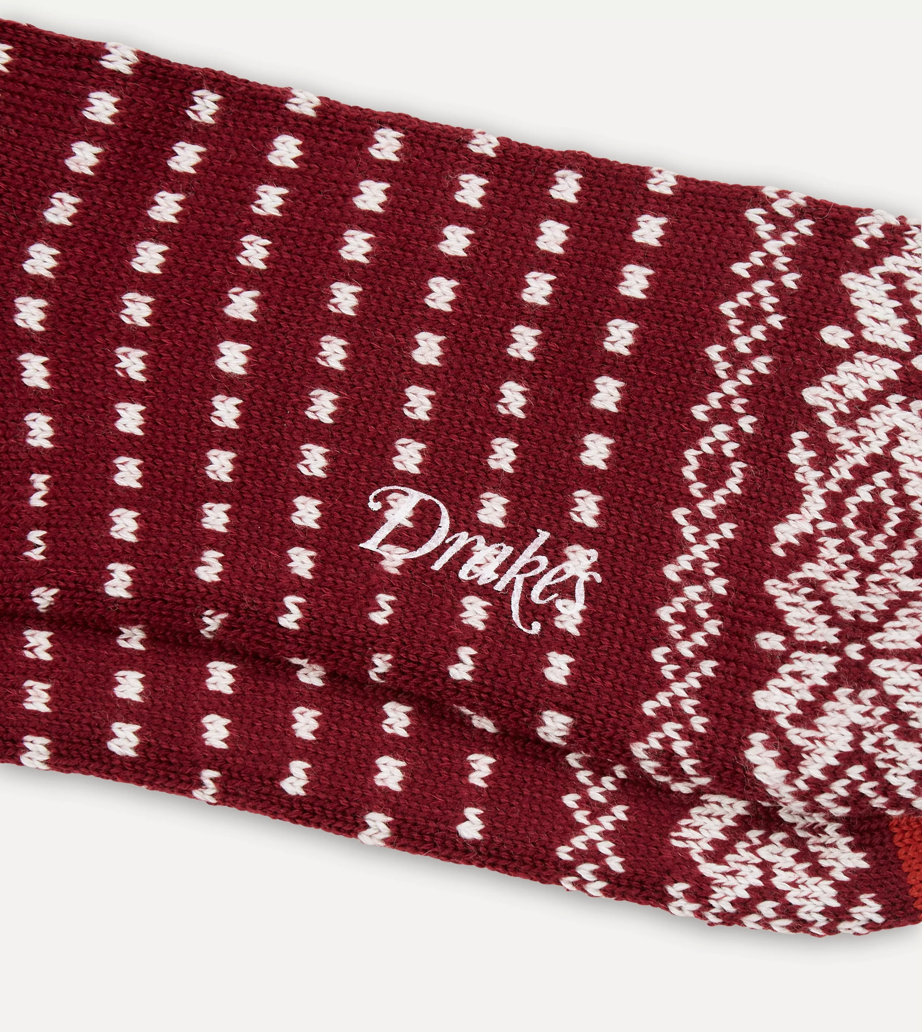 Red Fair Isle Wool Cotton Socks