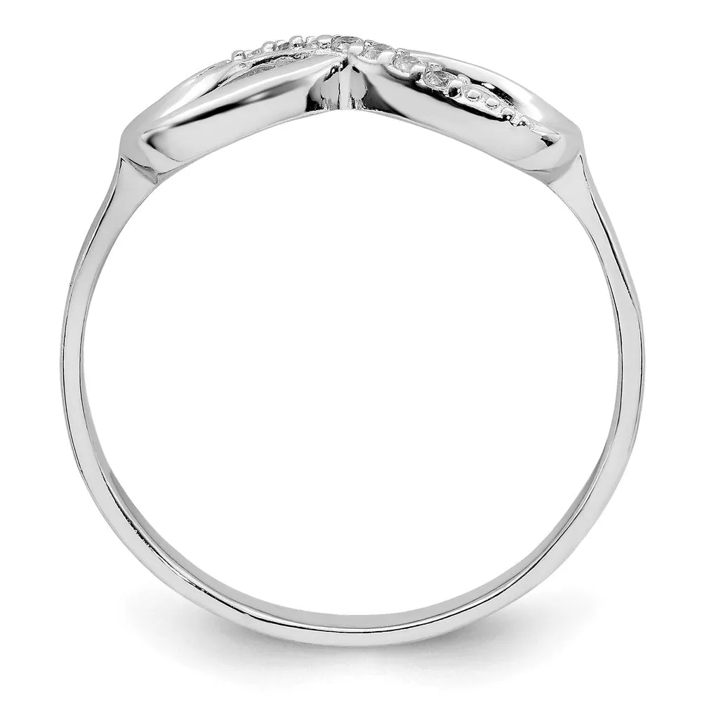 Rhodium-Plated Polished CZ Infinity Ring in Sterling Silver