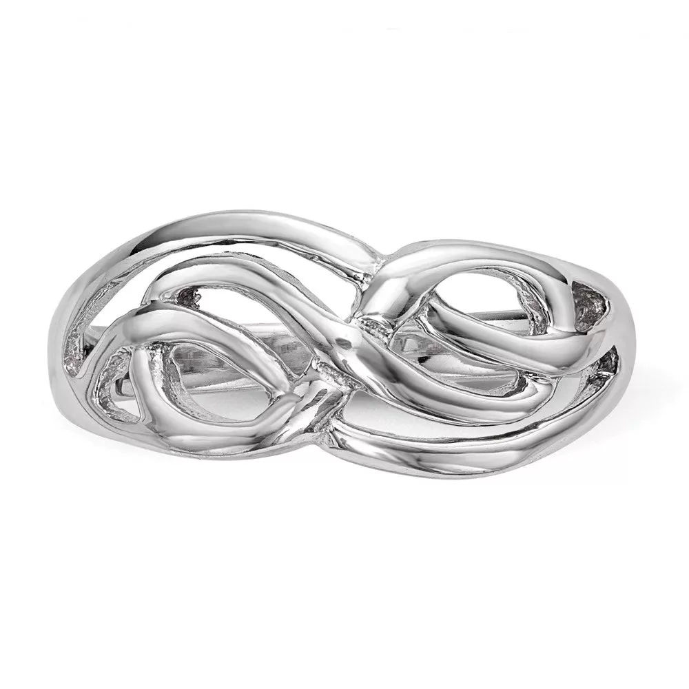 Rhodium-Plated Polished Infinity Ring in Sterling Silver