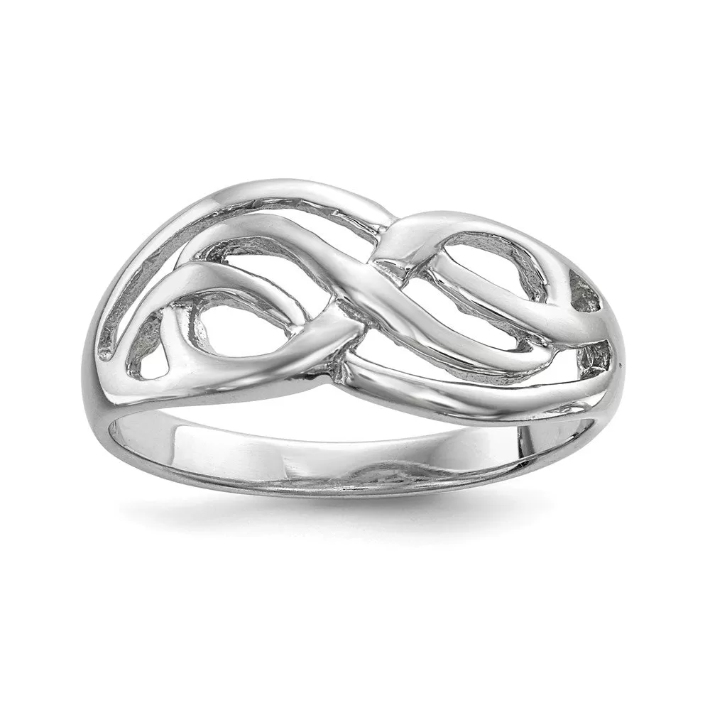 Rhodium-Plated Polished Infinity Ring in Sterling Silver