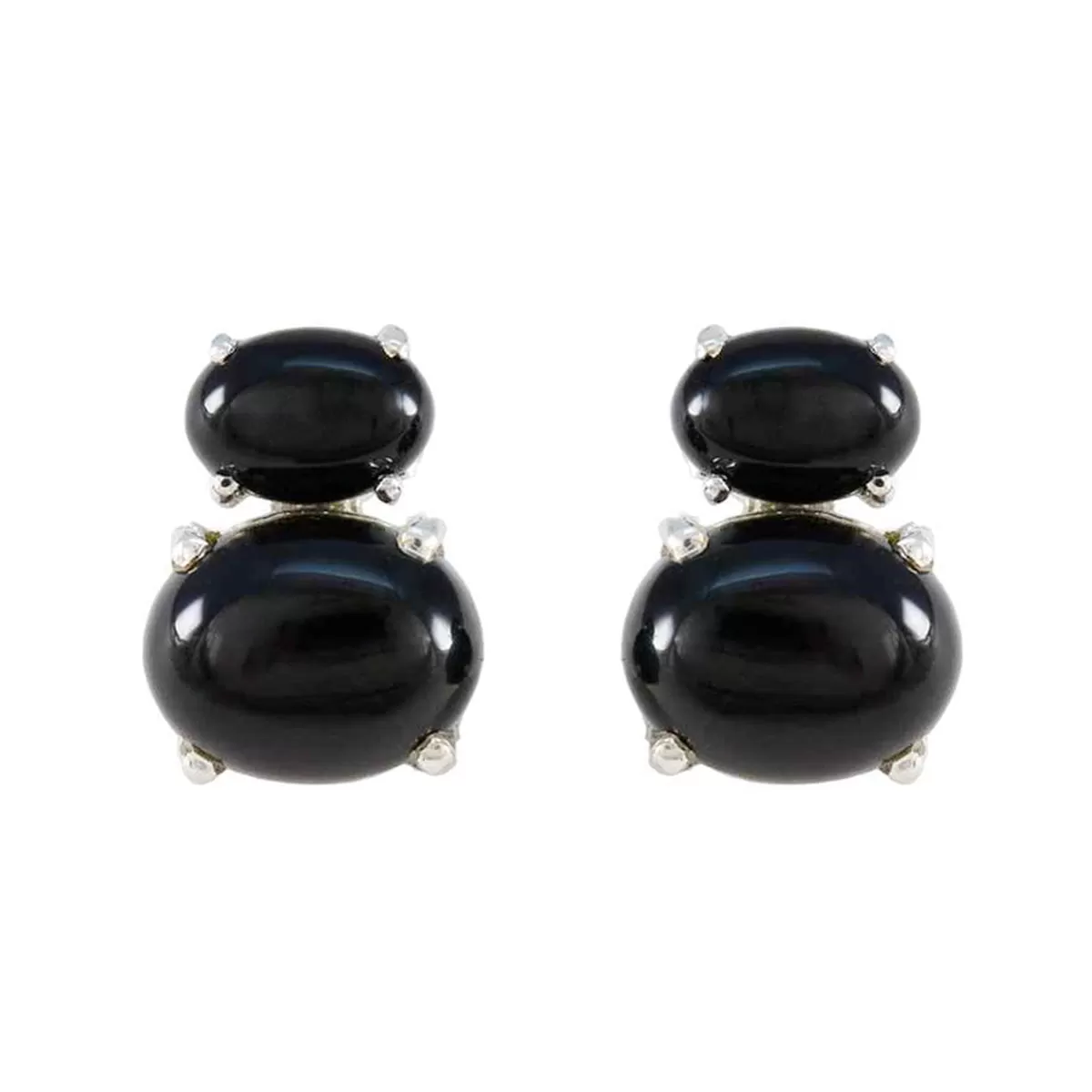 Riyo Decorative Sterling Silver Earring For Sister Black Onyx Earring Bezel Setting Black Earring Stud Earring