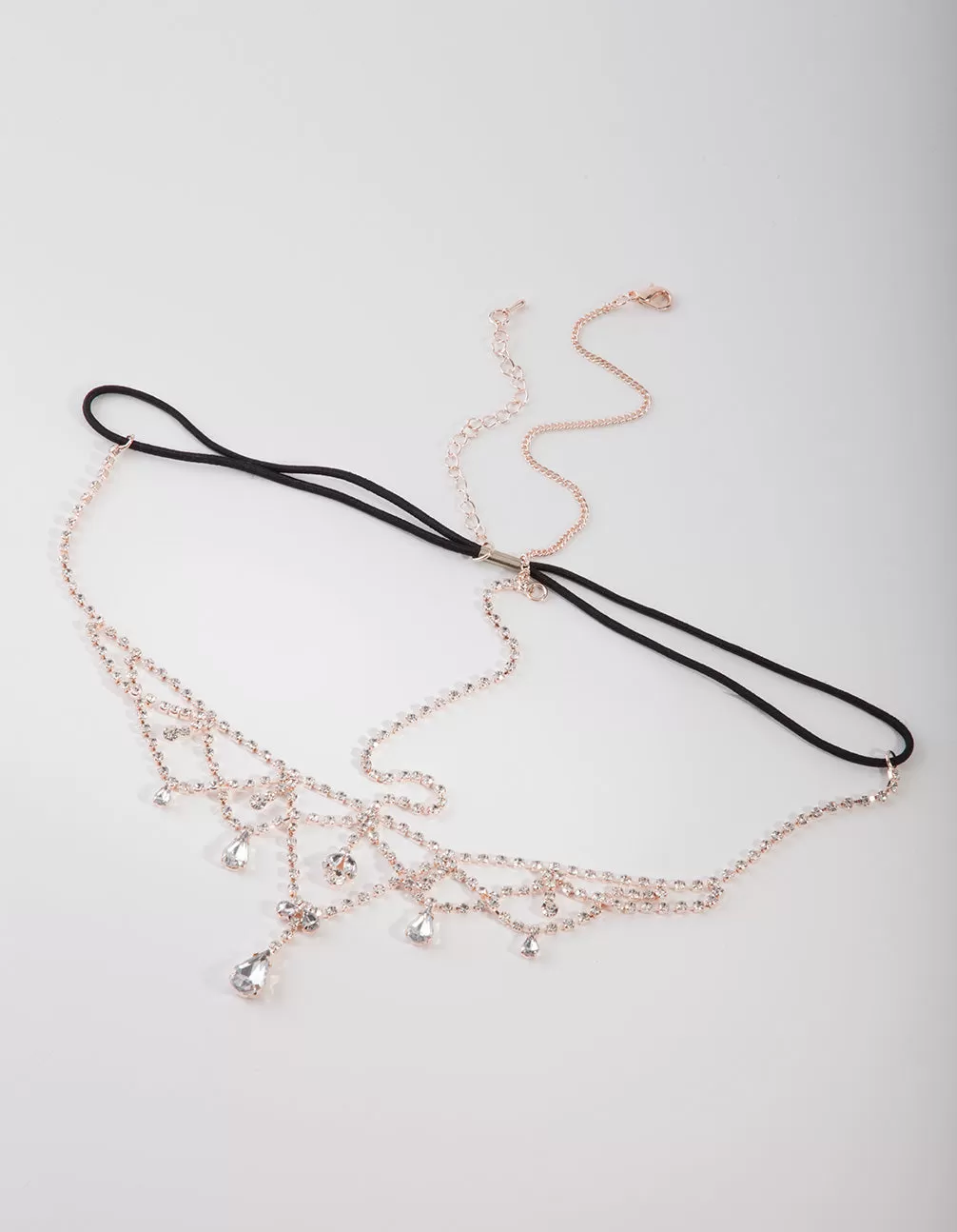 Rose Gold Crystal Jewel Drop Headchain