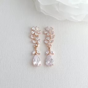 Rose Gold Flower Earrings for Weddings- Daisy