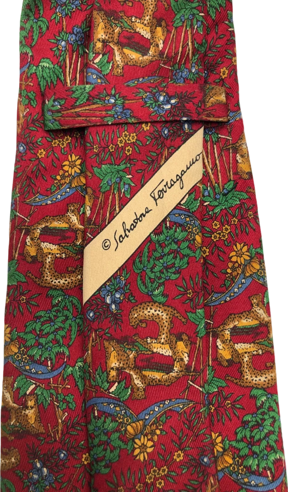 Salvatore Ferragamo Red Animal Print Silk Tie